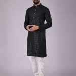 Black Chikankari Embroidered Kurta & Pajama