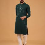 Green Chikankari Embroidered Kurta & Pajama