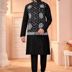Ethnic Black Kurta Pajama with waistcoat