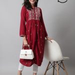 Women Embroidery A-line Flared Kurta