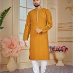 Men's Yellow Blended Special Kurta & Pajama