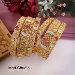 Traditional Gold Fancy Bangle Set