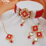 Red Crystal Pearl Necklace Set