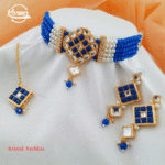 Blue Crystal Pearl Necklace Set