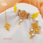 Yellow Crystal Pearl Necklace Set